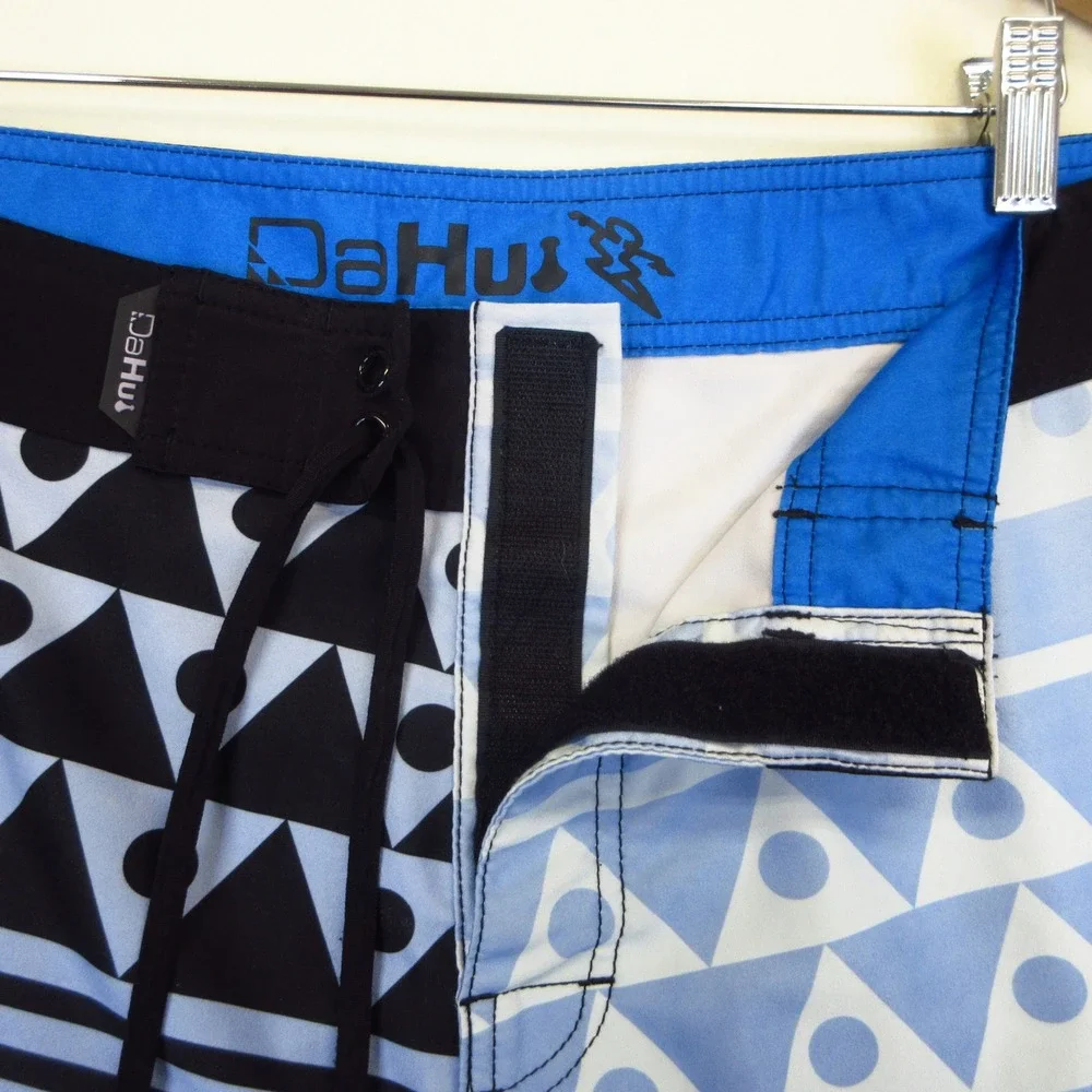 DaHui Board‎ Shorts Mens 38 Blue Black Geometric Print Surf Swim